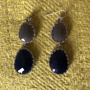 Navy and gray faux gem earrings